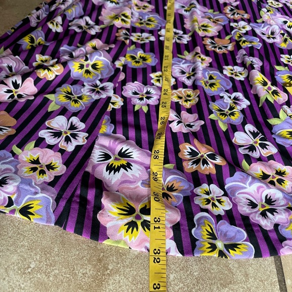 Bob Mackie Wearable Art Floral 2 Piece Set top skirt‎ pansie Purple Striped XL - Picture 10 of 11